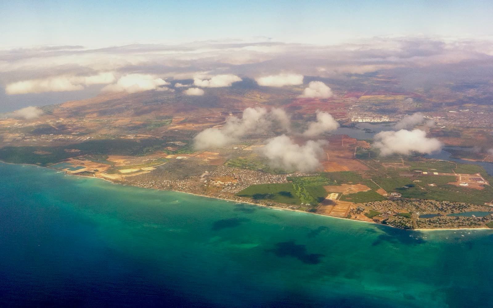 Aerial view of ʻEwa Beach neighborhoods along the leeward coast